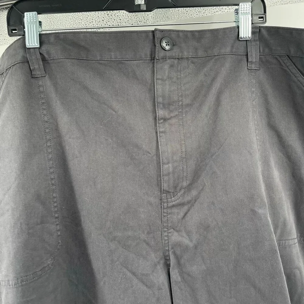Abound High Rise Wide Leg Utility Pants Gray Stretch Cotton Plus Size 24